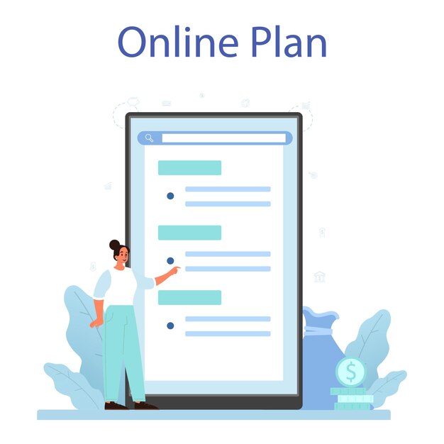 Plataforma o servicio en línea de diversificación de negocios Proceso de estrategia de gestión de riesgos de asignación de capital Plan en línea Ilustración de vector plano aislado