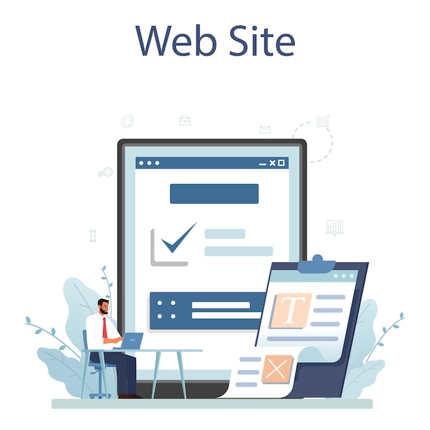 Plataforma o servicio en línea de eficiencia de los empleados Gestión del personal empresarial para un día productivo Gestión de recursos humanos Sitio web Ilustración vectorial plana