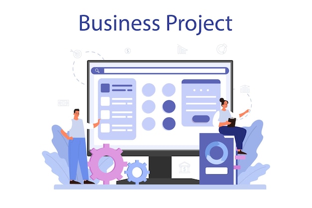 Plataforma o servicio en línea de etapa de madurez Período del ciclo de vida del proyecto Implementación y desarrollo de proyectos comerciales Ilustración plana vectorial