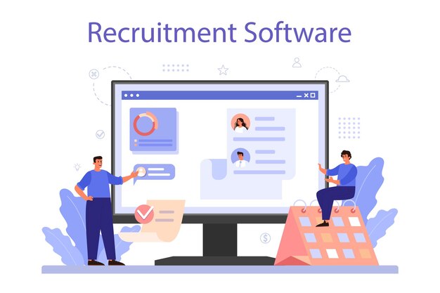 Plataforma o servicio en línea de instrucción laboral Gestión de personal Proporcionar información de la empresa a los nuevos empleados Software de contratación Ilustración vectorial plana aislada