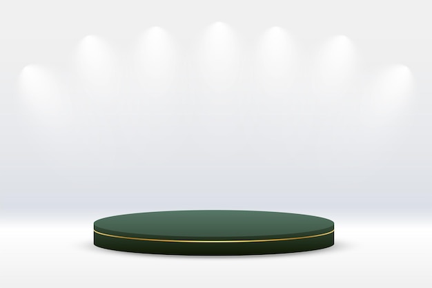 plataforma de pedestal 3D llamativa fondo blanco con vector de efecto de luz de punto