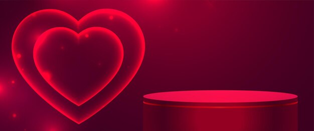 Plataforma de podio 3d para exhibición de productos con diseño de corazones de pareja
