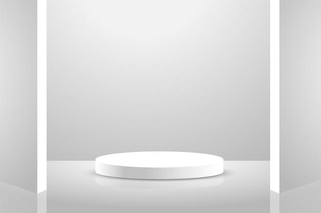 plataforma de podio blanca y vacía para la presentación de productos