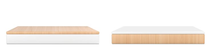 Vector gratuito plataformas cuadradas de madera aisladas en blanco