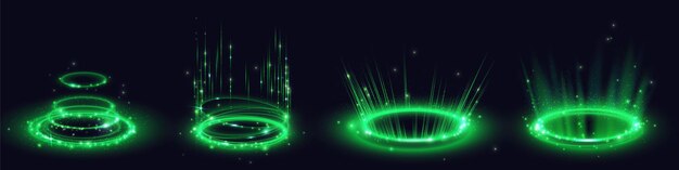 Plataformas de luz de neón de portales digitales circulares