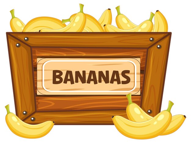Plátanos en caja de madera con pancarta