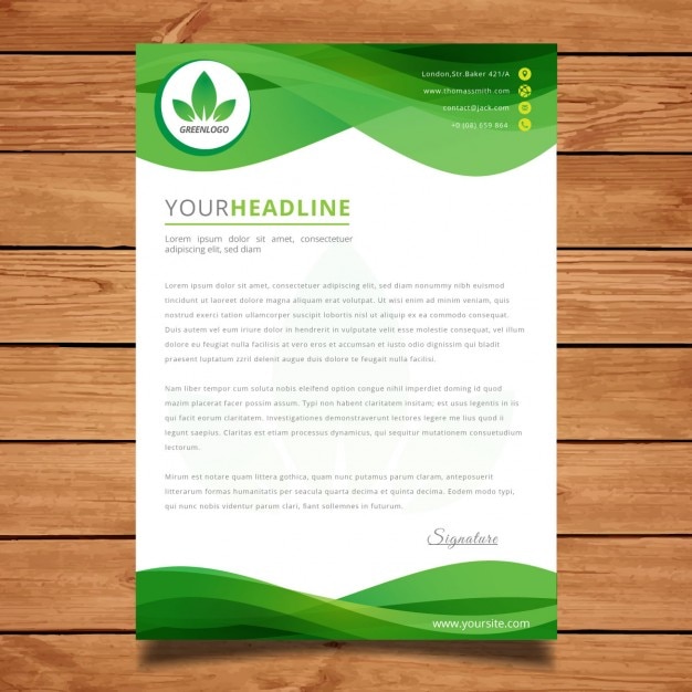 Platilla verde con ondas de carta
