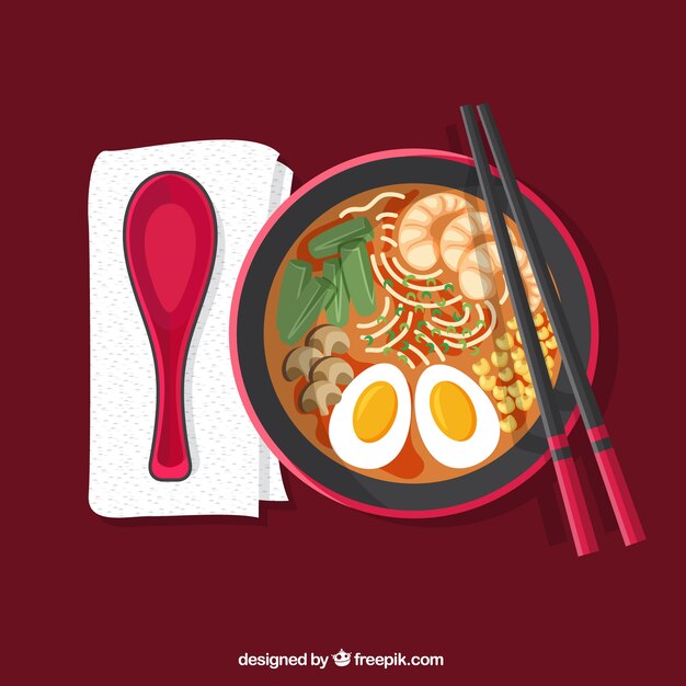 Plato de comida asiático