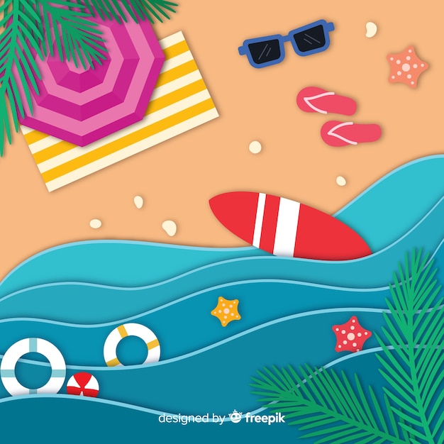 Vector gratuito playa en estilo papel