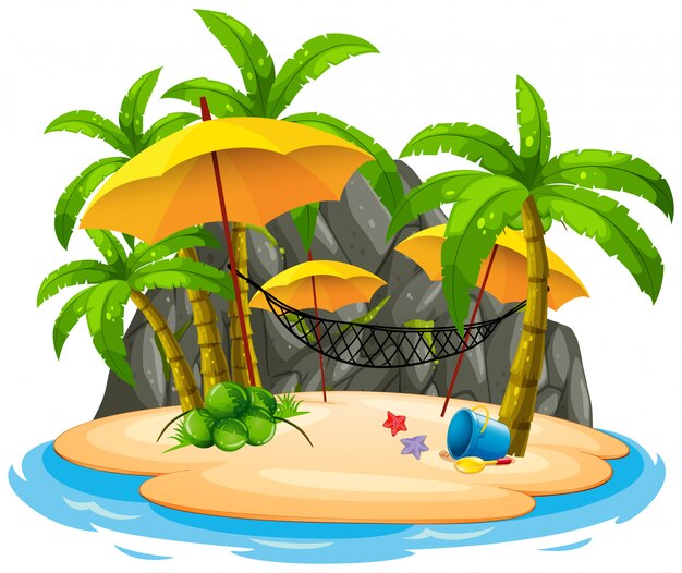 Playa de la isla con hamaca