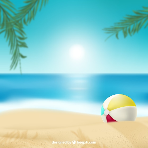 Playa tropical con diseño realista