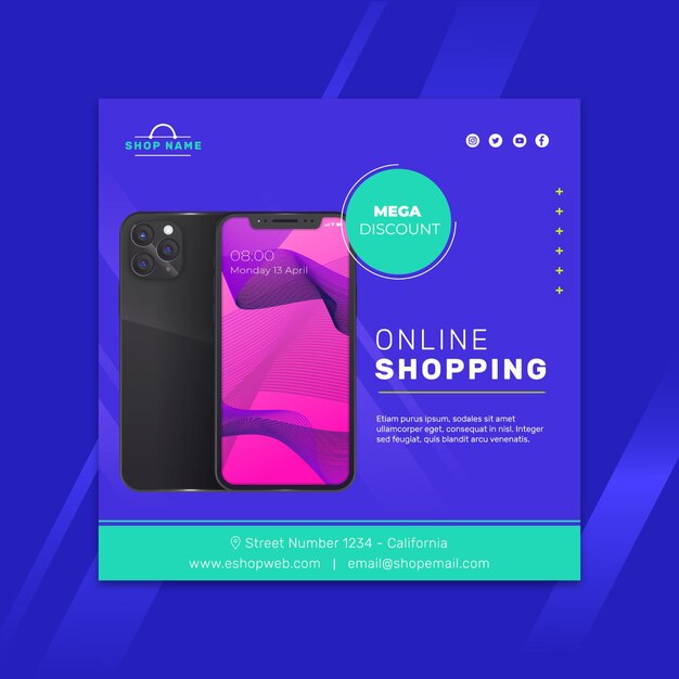 Plaza de volante de compras online