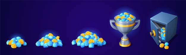 Png pila de oro y gemas para vector de paquetes de juegos
