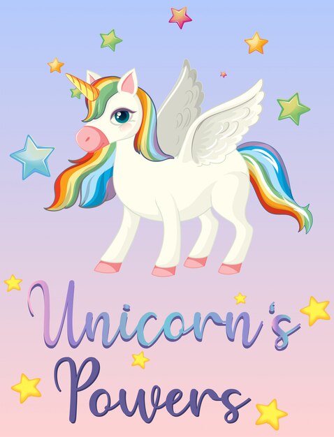 Poder de unicornio en cielo rosa