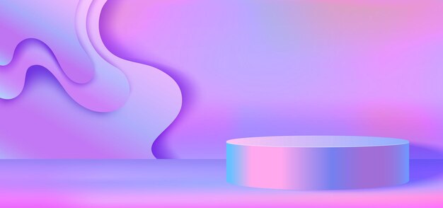 Podio 3D con ondas de neón holográficas