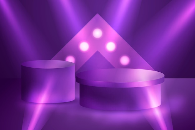 Podio 3d realista con luces