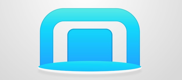 Podio azul geométrico para la colocación de productos con fondo circular y color editable