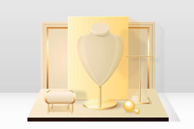 Podio de escaparate de joyería 3d realista