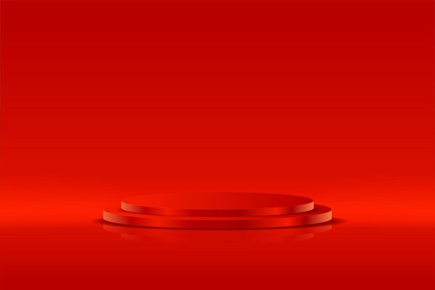 Podio de escenario con iluminación Escena de podio de escenario con ceremonia de premiación sobre fondo rojo