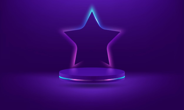 Podio de pedestal de cilindro púrpura 3d realista abstracto