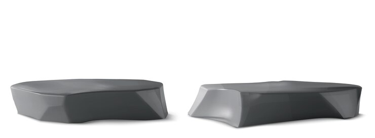 Vector gratuito podio de piedra 3d aislado sobre fondo blanco ilustración vectorial realista de rocas grises de forma abstracta con bordes irregulares plataforma para demostración de productos cosméticos anuncios de spa elemento de diseño