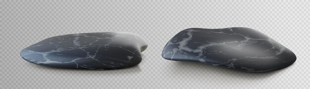 Podio de piedra cosmética 3d plataforma de productos naturales Escenario de spa realista primer plano ilustración png aislada sobre fondo transparente Textura de mármol de guijarros con luz solar elegante conjunto de decoración de estudio
