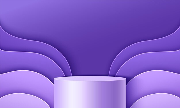 Podio de productos de cilindro abstracto púrpura con onda
