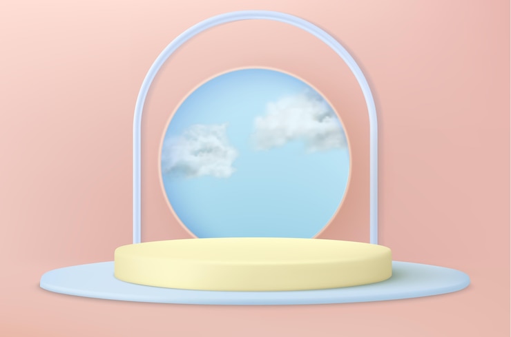 Vector gratuito podio realista en renderizado 3d.