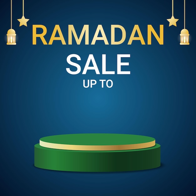 Vector gratuito el podio de ventas islámico de ramadán en 3d