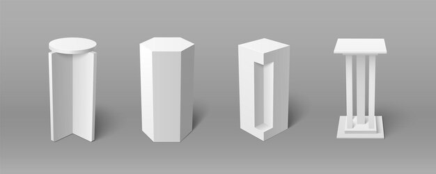 Podium de pilar blanco en 3d Vector de base de columna del cubo