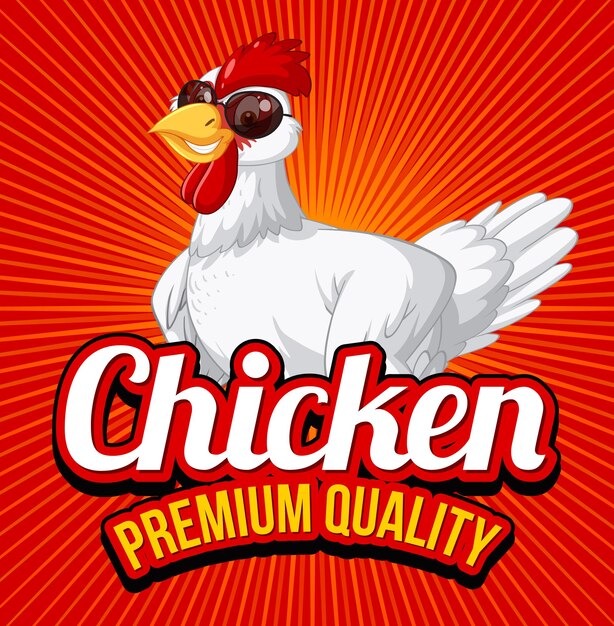 Pollo divertido con gafas de sol con Chicken Premium Quality lo