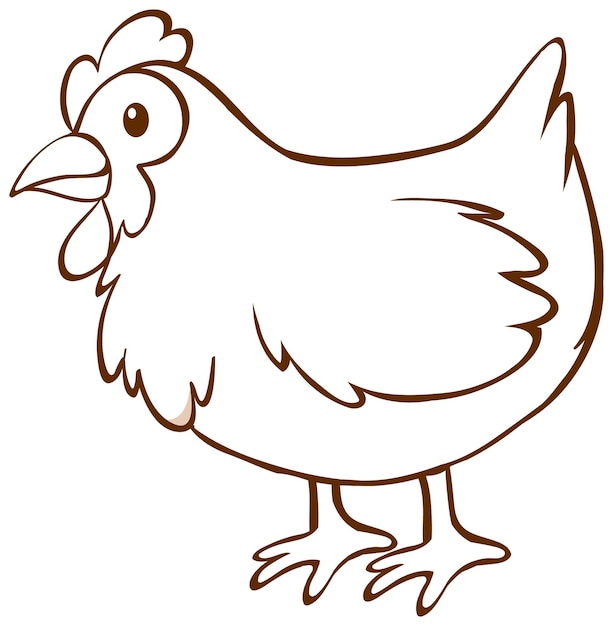 Pollo en garabato estilo simple sobre fondo blanco.