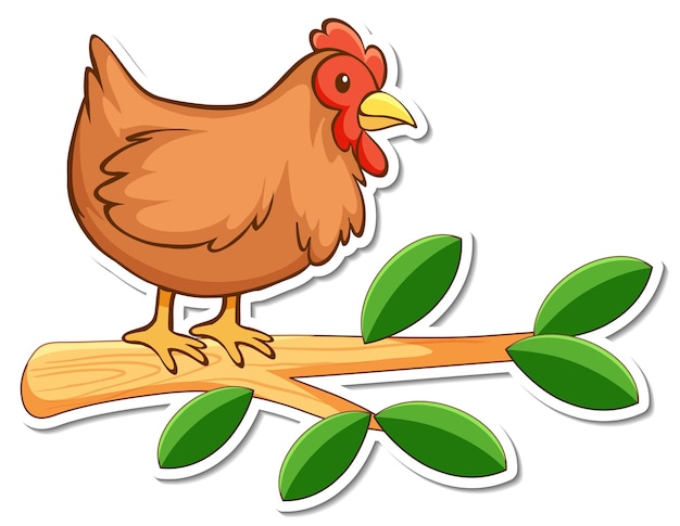Pollo parado en una rama pegatina