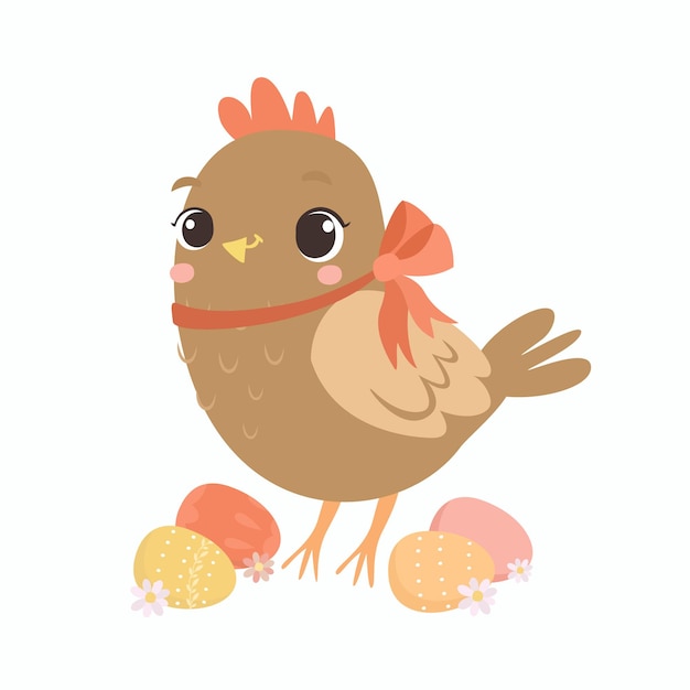 Vector gratuito pollo de pascua lindo