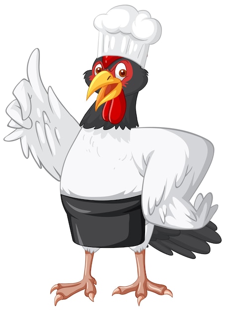 Pollo con personaje de dibujos animados de traje de chef