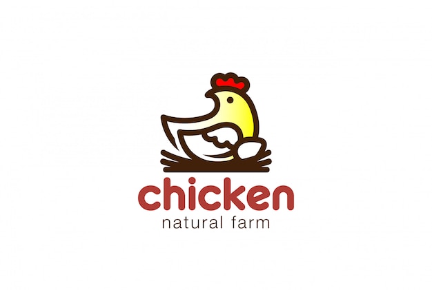 Vector gratuito pollo sentado en el icono de vector lineal de logo de nest.