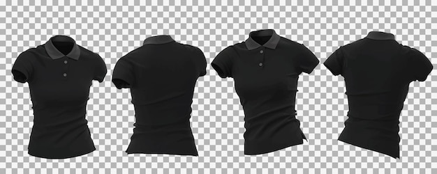 Vector gratuito polo femenino negro realista en diferentes vistas