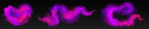 Polvo púrpura mágico y efecto de vector de nube de humo