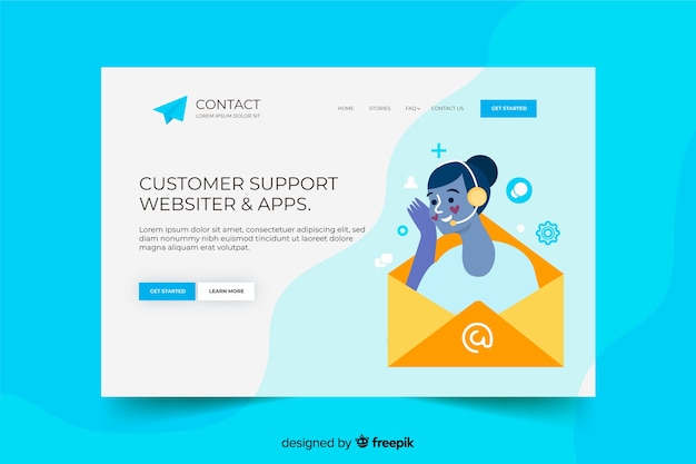 Vector gratuito póngase en contacto con nosotros en la página de destino con atención al cliente