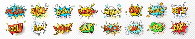 Pop art comic speech bubbles libro efectos de sonido