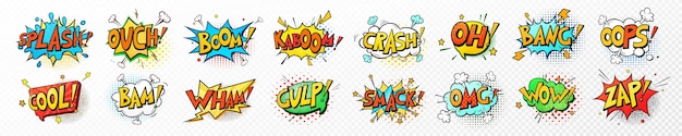 Pop art comic speech bubbles libro efectos de sonido