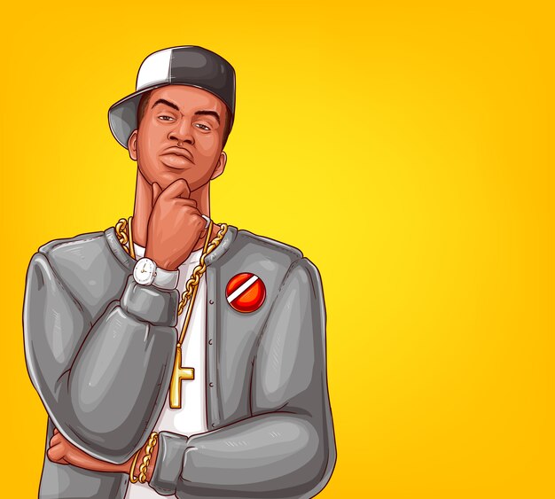 Pop art rap, personaje masculino de hip-hop. | Vector Gratis