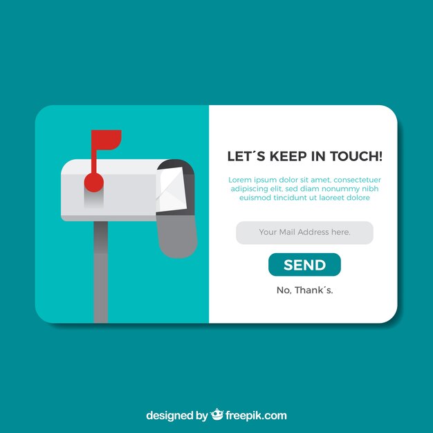 Pop up de suscripción con diseño plano