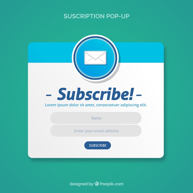 Vector gratuito pop up de suscripción con diseño plano