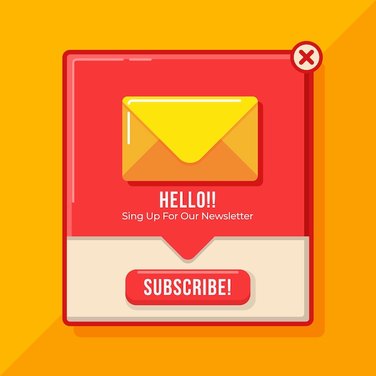 Vector gratuito pop-up de suscripción con diseño plano