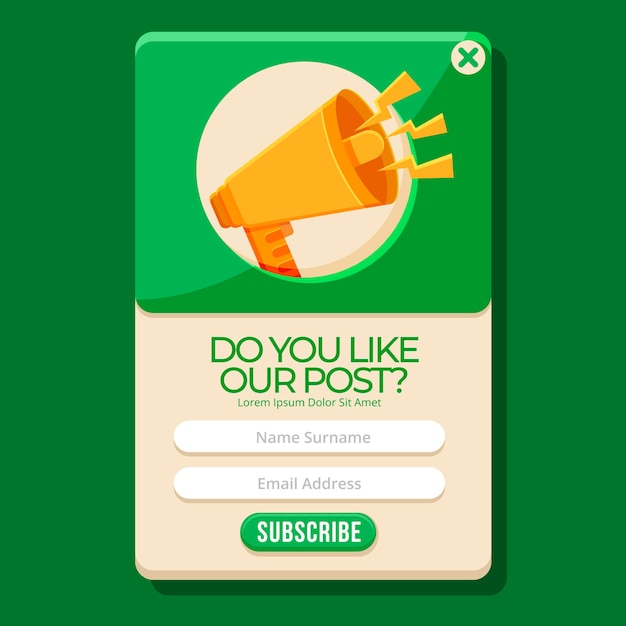 Pop up de suscripción de diseño plano