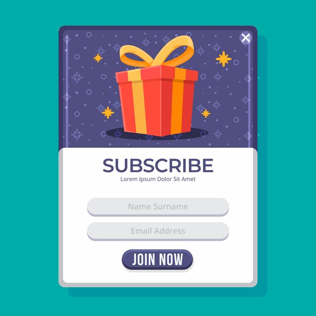 Pop up de suscripción de diseño plano