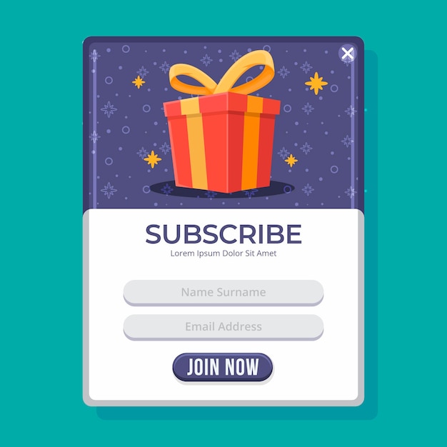 Pop up de suscripción de diseño plano