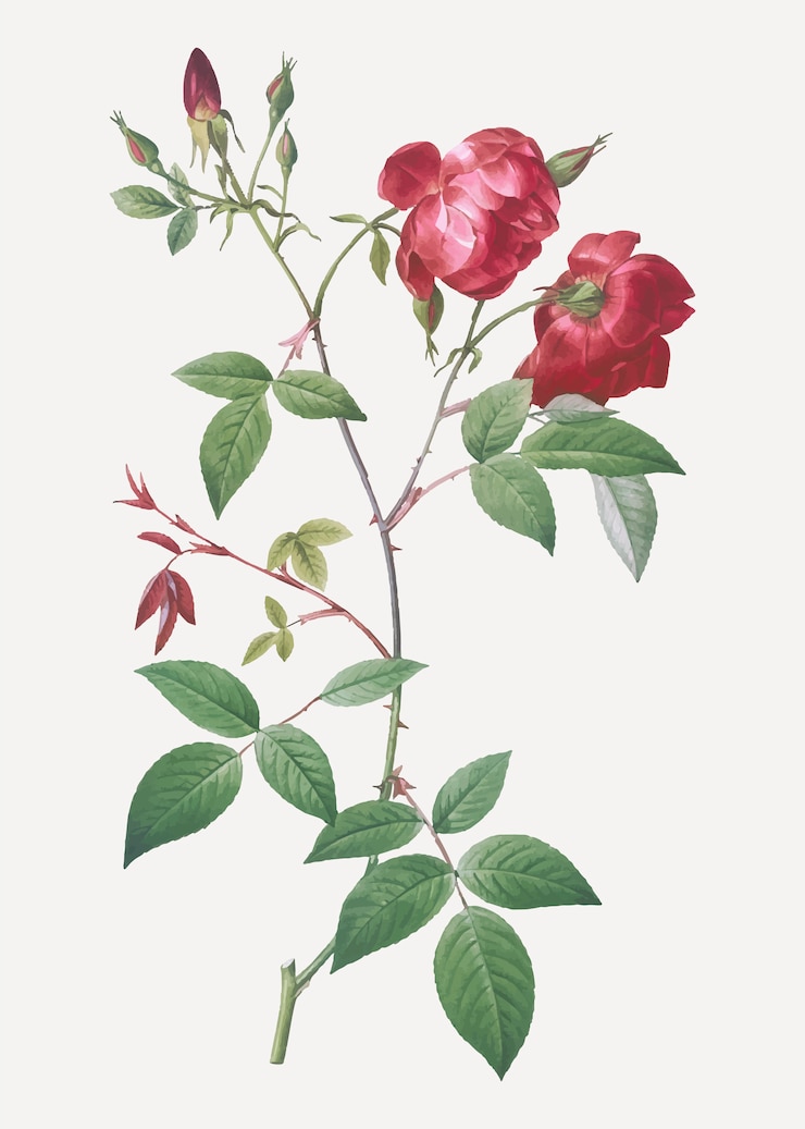 Vector gratuito porcelana de terciopelo rosa en flor
