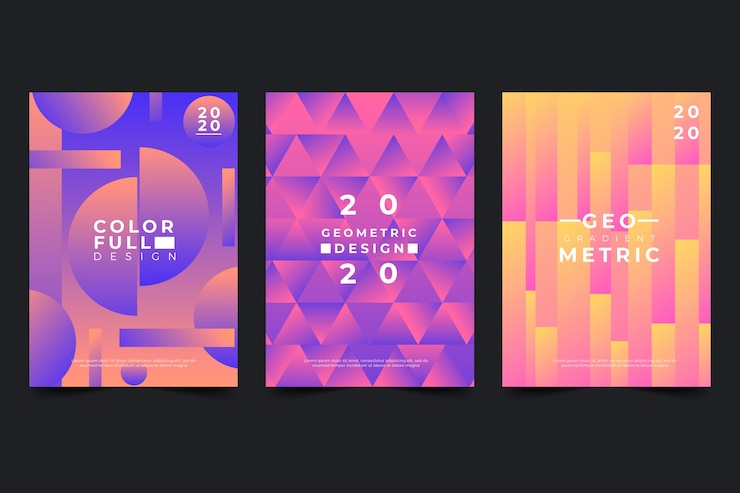 Vector gratuito portada abstracta con colección de diferentes formas